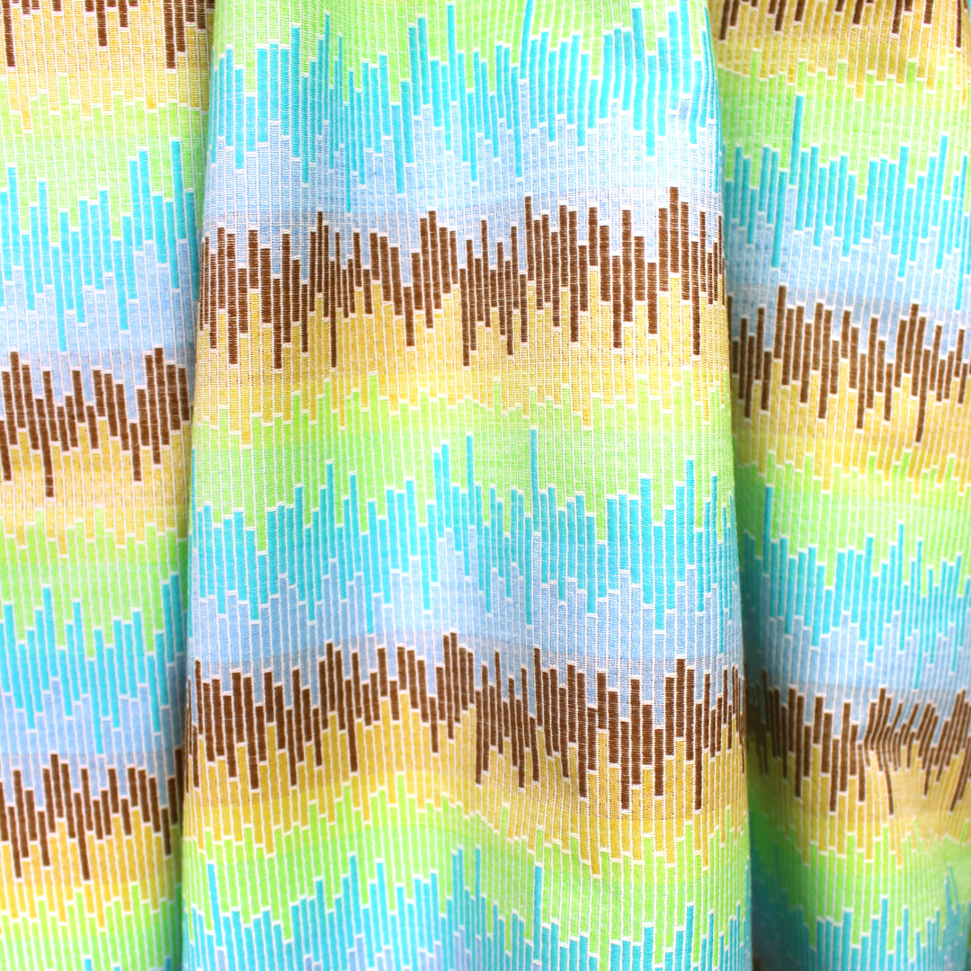 Italian 'color signals' jacquard suiting - sky/lime 1.75 yd