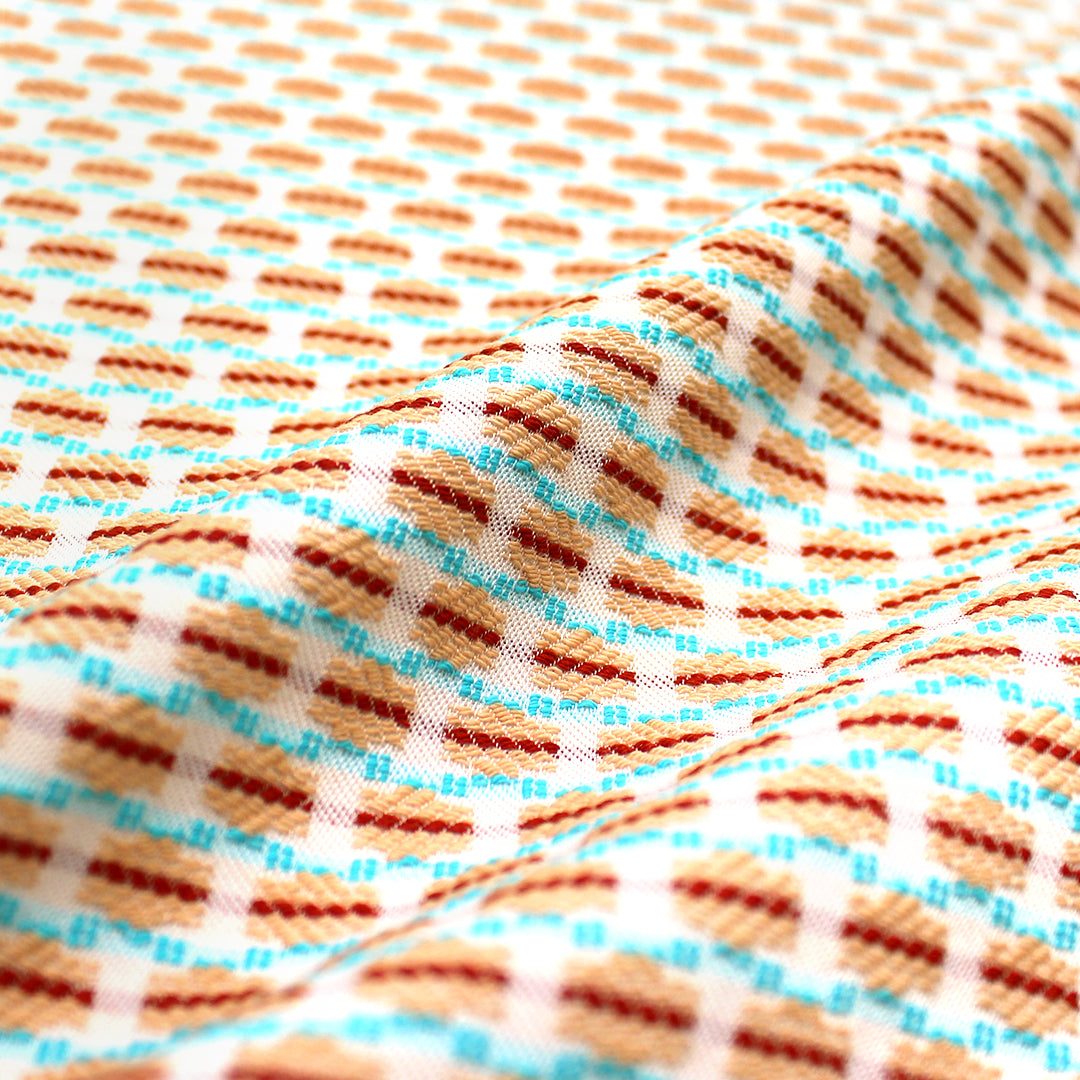 Italian 'bits and dashes' jacquard suiting - sky/almond 1.625 yd