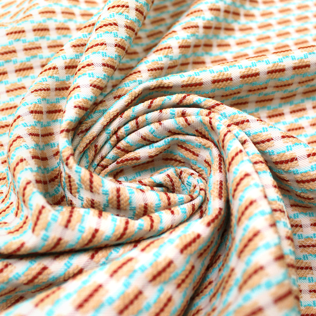 Italian 'bits and dashes' jacquard suiting - sky/almond 1.625 yd