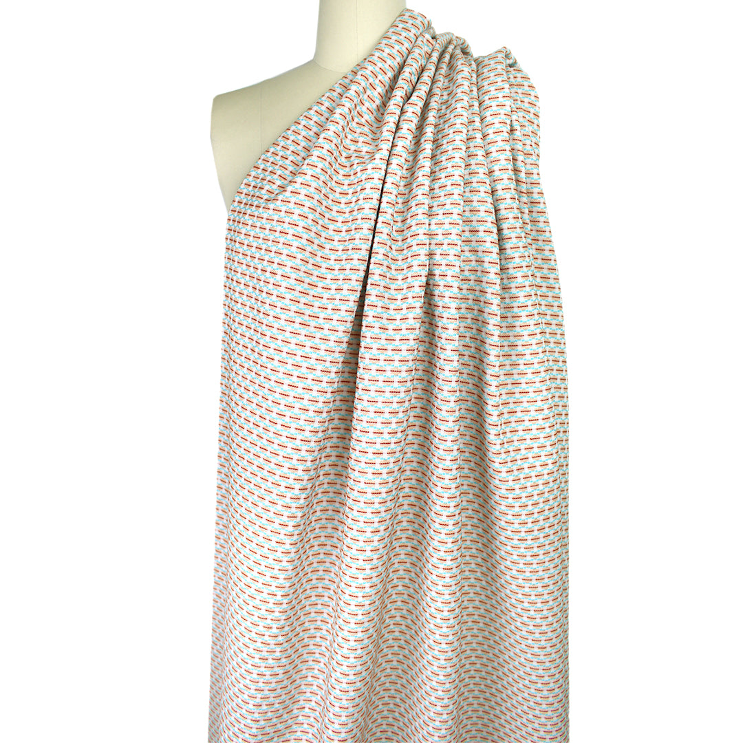 Italian 'bits and dashes' jacquard suiting - sky/almond 1.625 yd