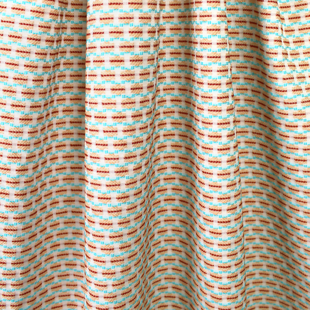 Italian 'bits and dashes' jacquard suiting - sky/almond 1.625 yd