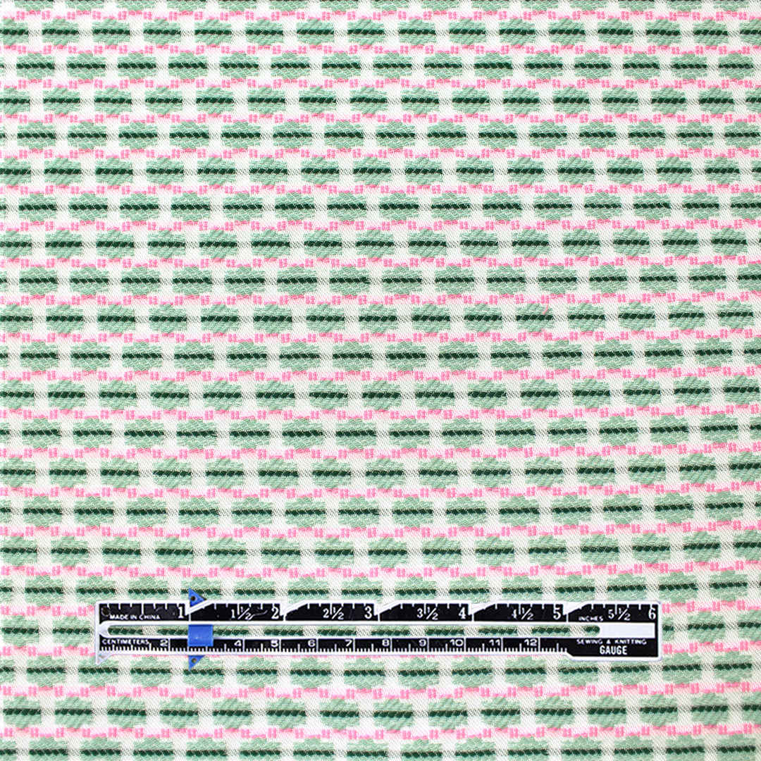 Italian 'bits and dashes' jacquard suiting - sage/pink 2 yd