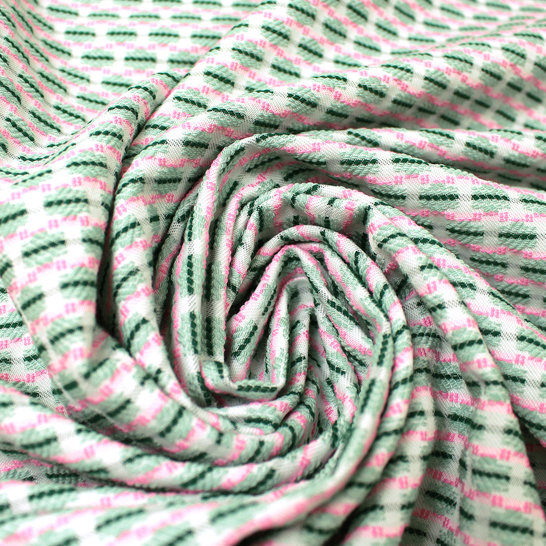 Italian 'bits and dashes' jacquard suiting - sage/pink 2 yd