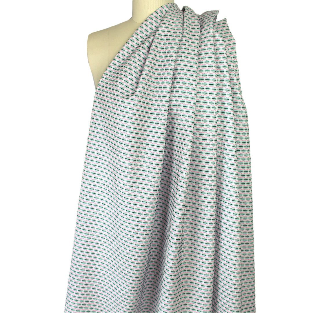 Italian 'bits and dashes' jacquard suiting - sage/pink 2 yd