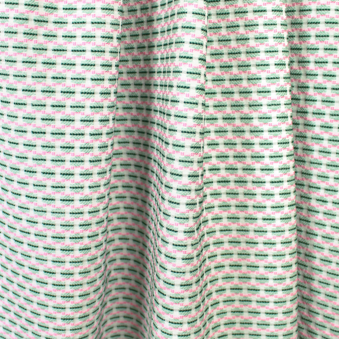 Italian 'bits and dashes' jacquard suiting - sage/pink 2 yd