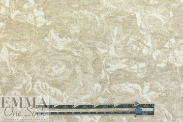 French lt. khaki/white textured floral 2-ply jacquard knit