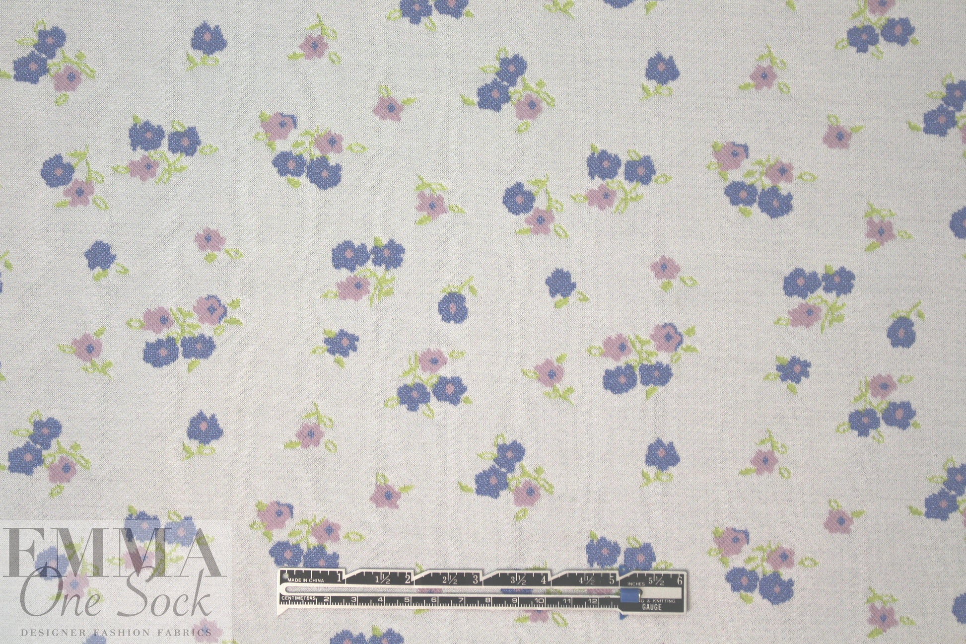 famous designer floral jacquard doubleknit - blue/lilac 1.375 yd