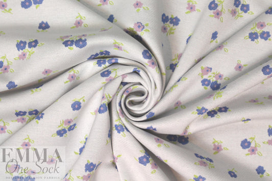 famous designer floral jacquard doubleknit - blue/lilac