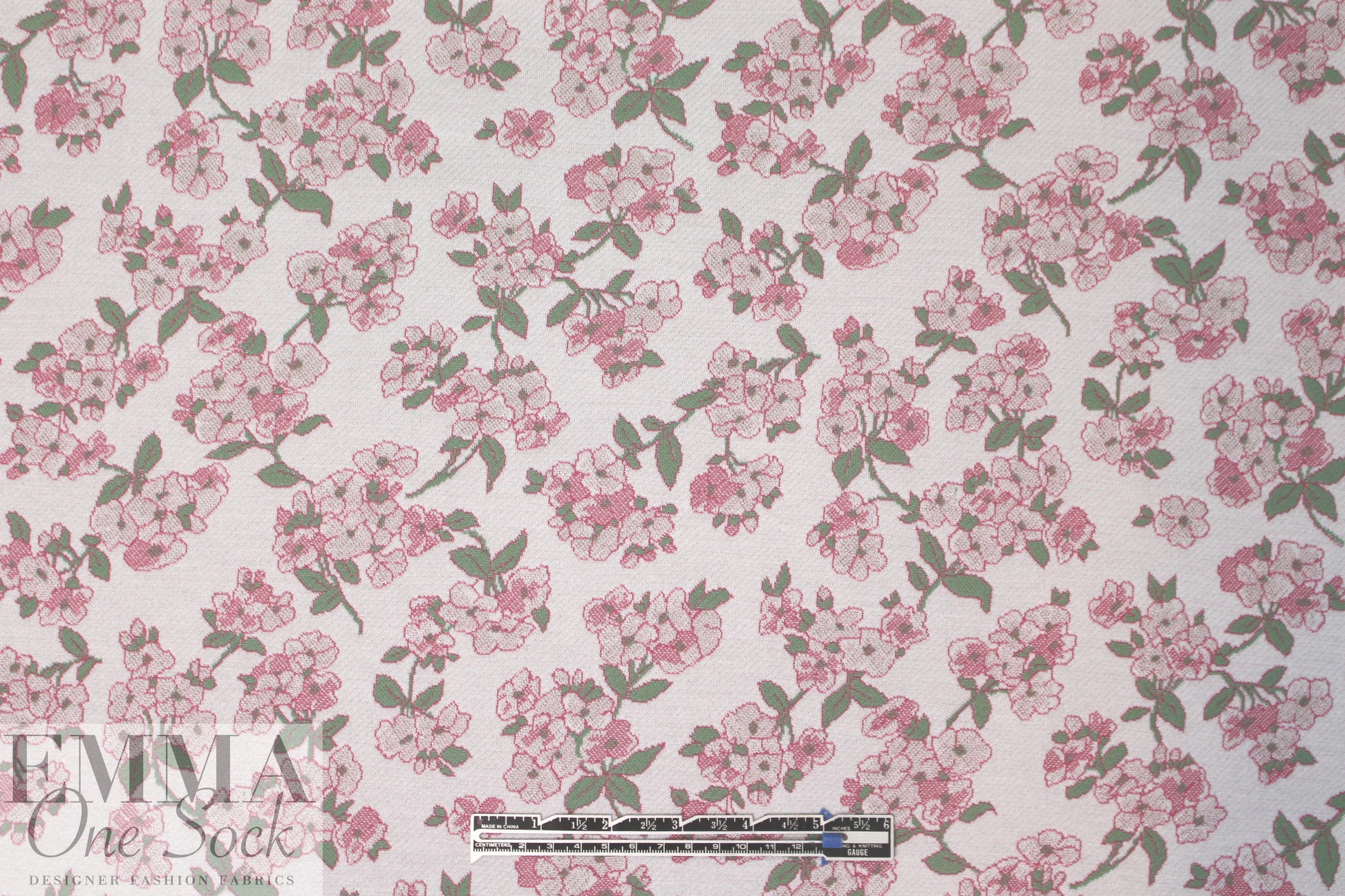 famous designer floral jacquard doubleknit - mauve/sage 1.375 yd
