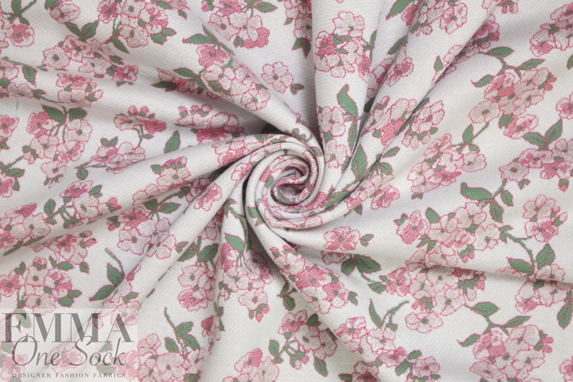 famous designer floral jacquard doubleknit - mauve/sage