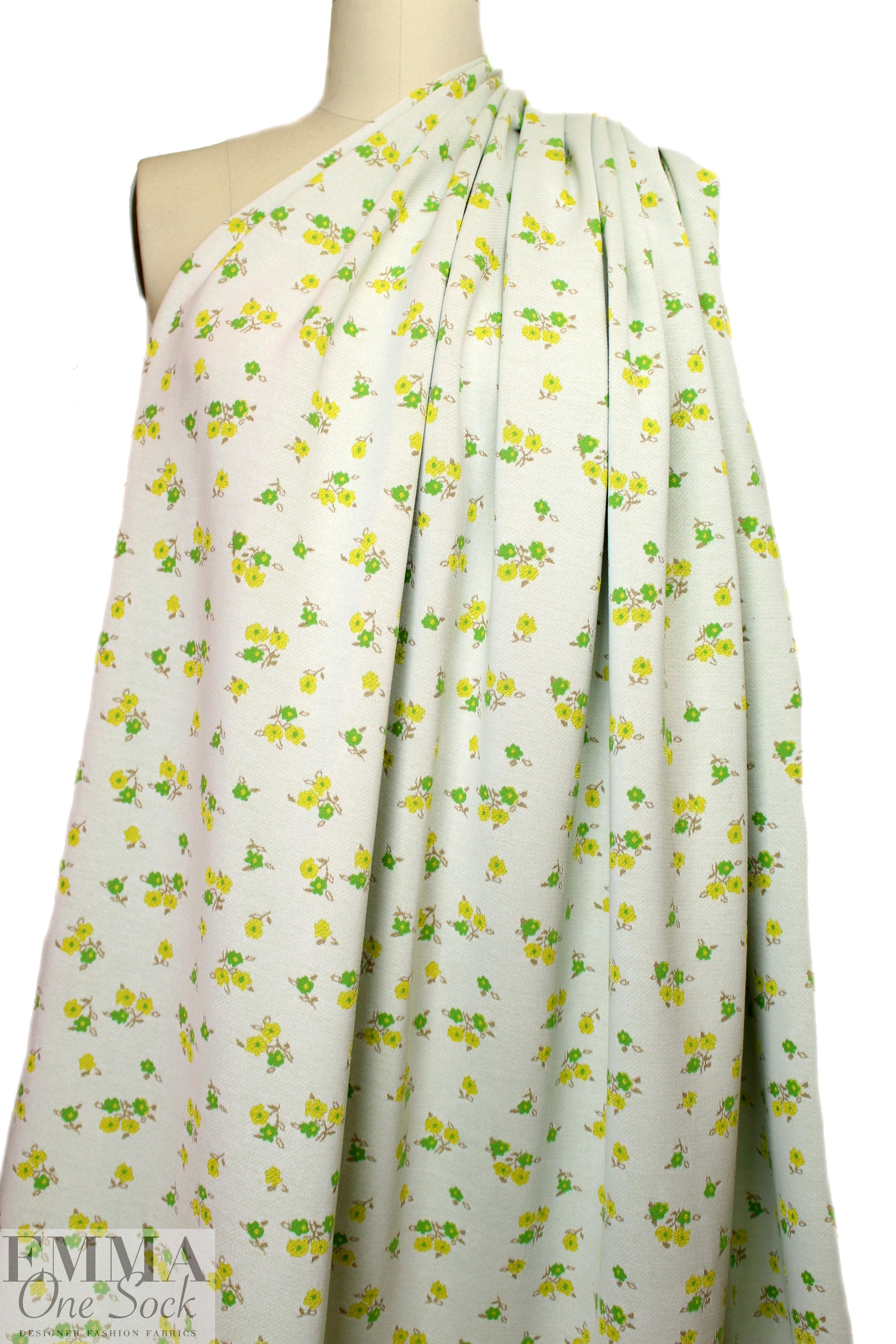 famous designer floral jacquard doubleknit - limon/lime