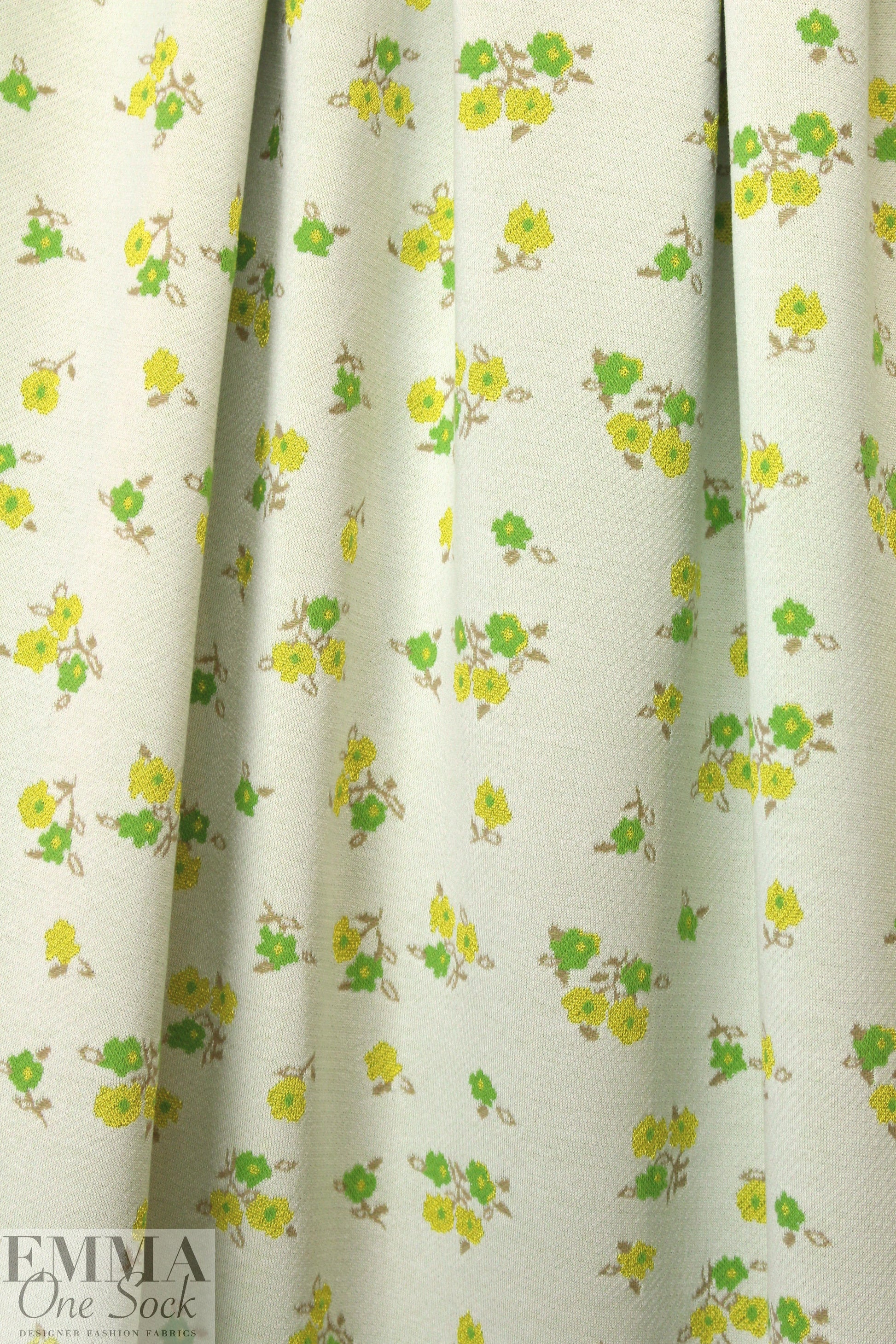 famous designer floral jacquard doubleknit - limon/lime