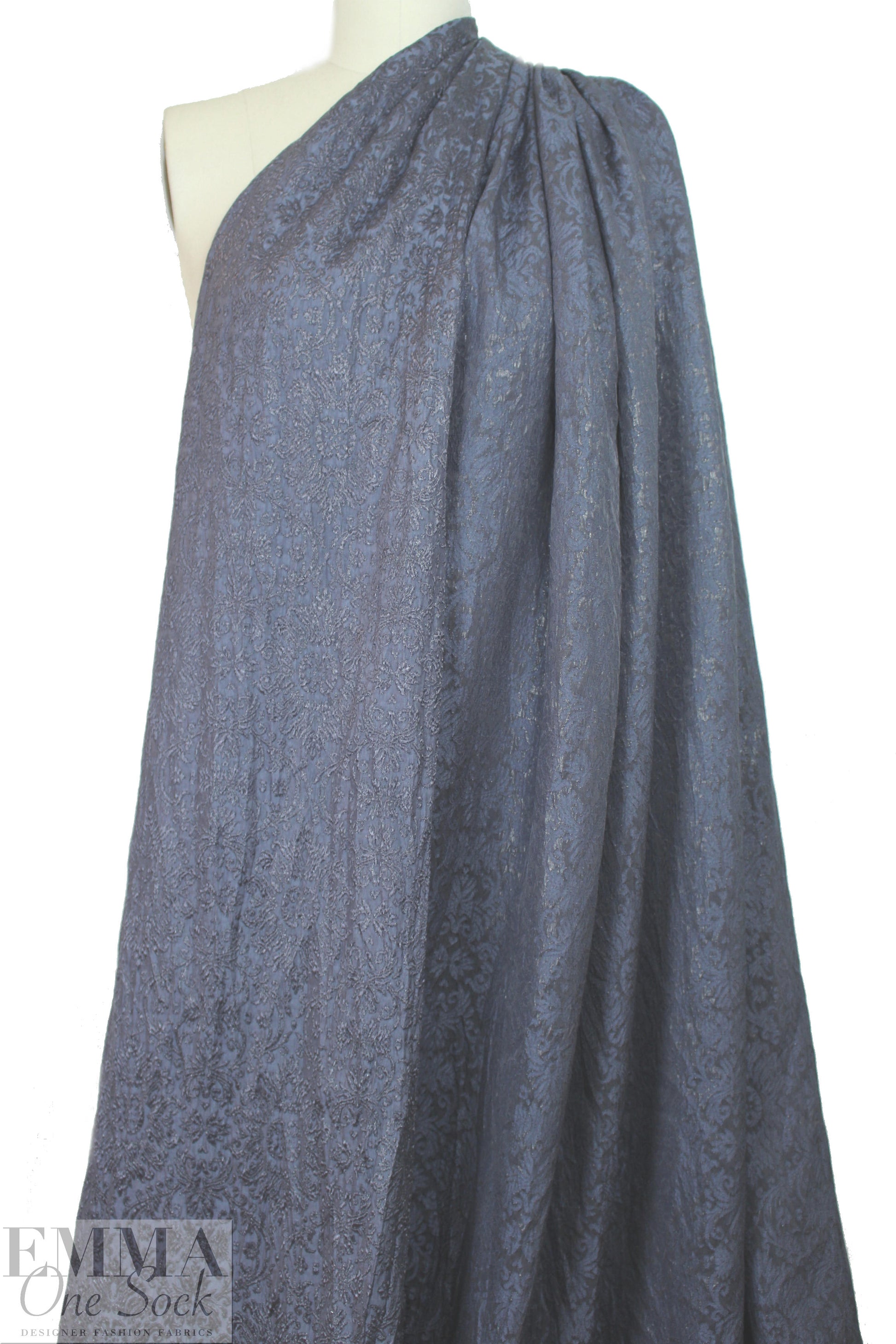 Italian drapey jacquard woven - blue slate 1.66 yds