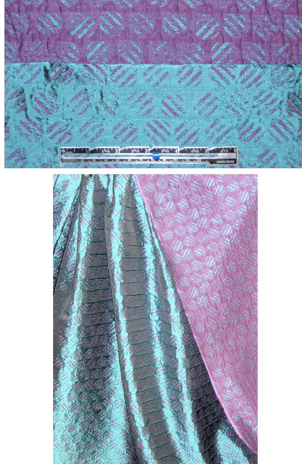 French purple/teal reversible graphic jacquard 1 yard