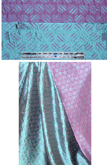 French purple/teal reversible graphic jacquard