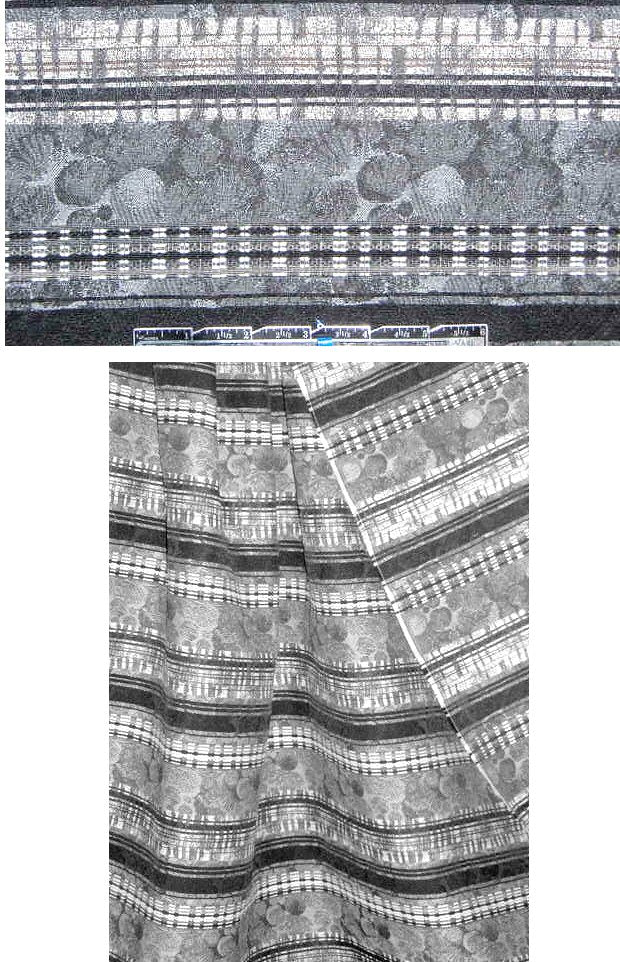 French black/white/gray stripey jacquard 1.875 yd