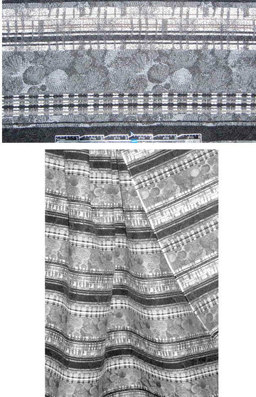 French black/white/gray stripey jacquard