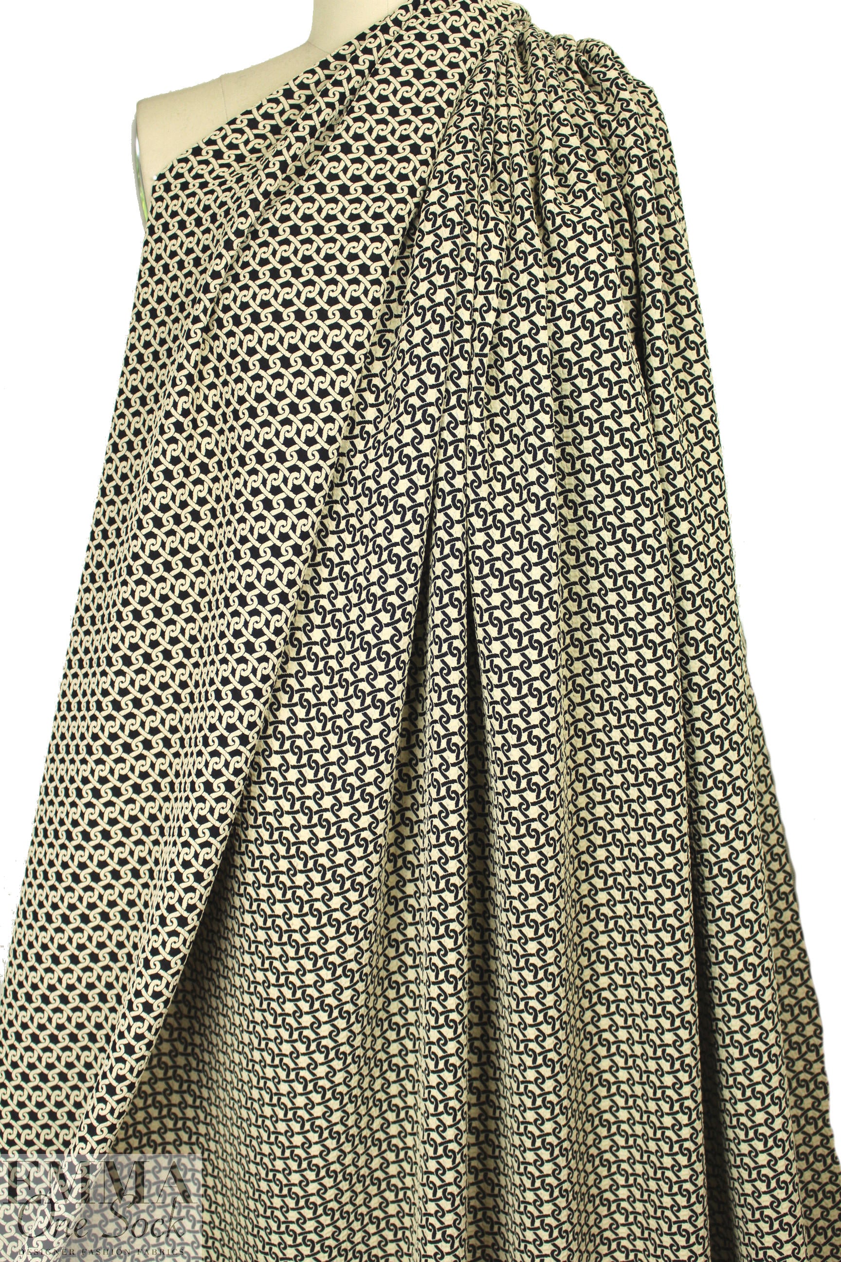 J. Mendel1 reversible jacquard - black/vanilla 2 yds