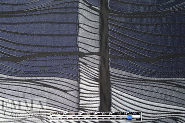 Italian navy/silver fancy clipped jacquard organza