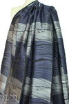 Italian navy/silver fancy clipped jacquard organza