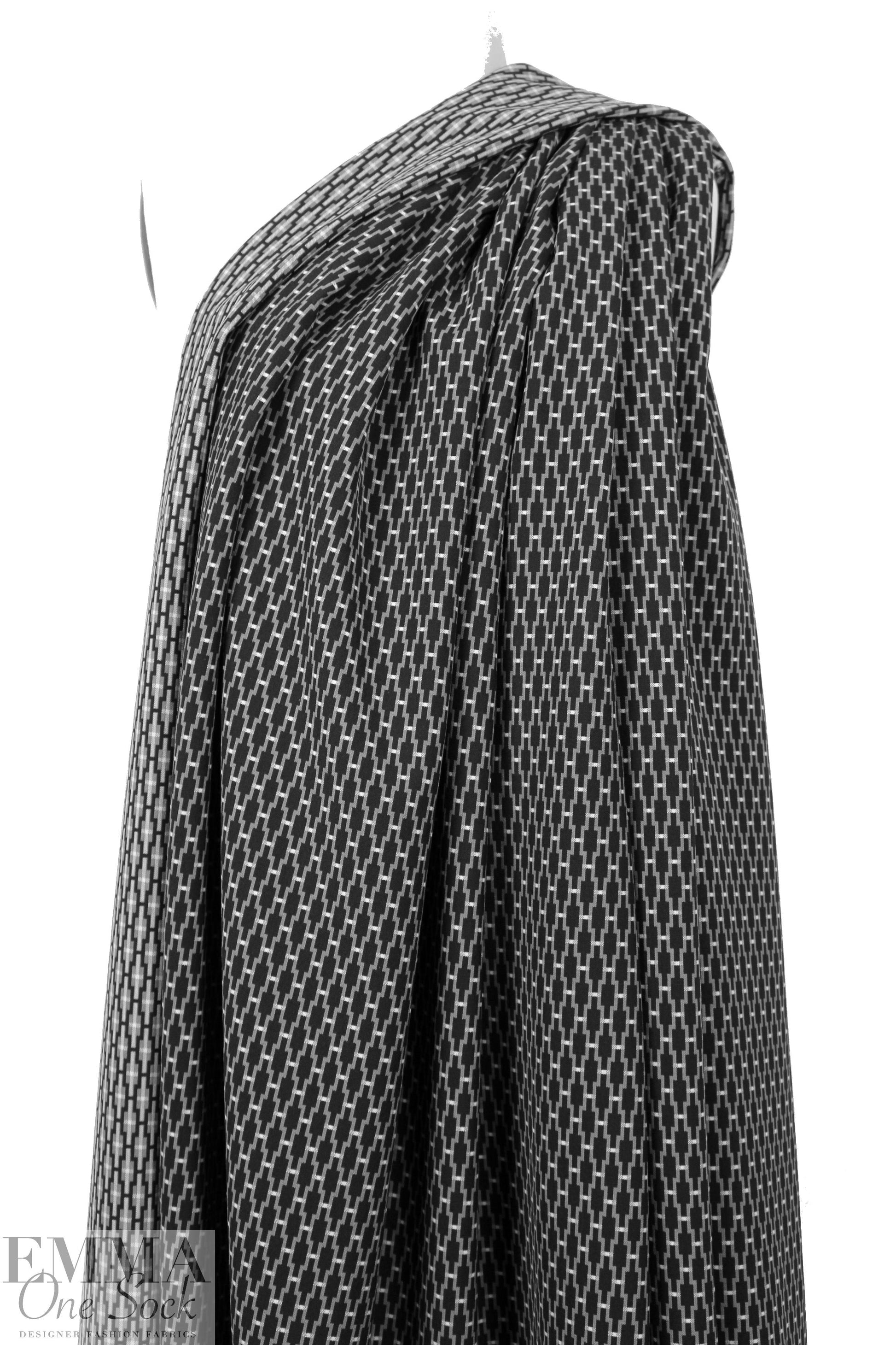 Italian reversible stretch jacquard - black/gray graphic