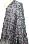 French monstera/hibiscus cotton blend jacquard