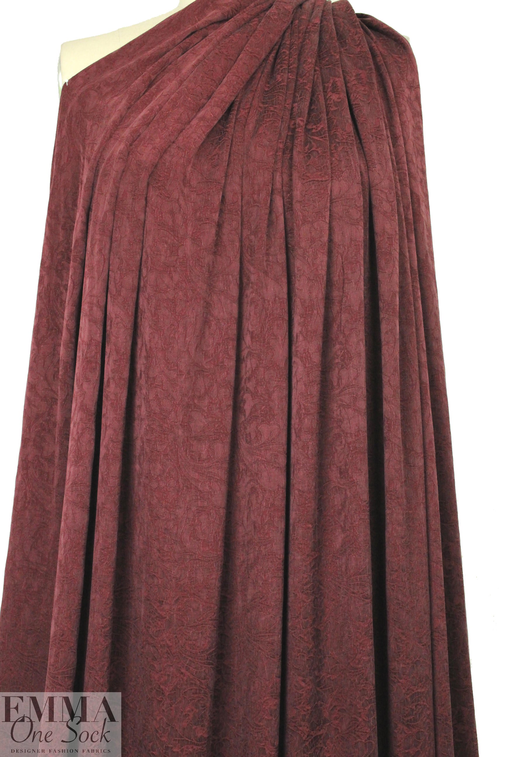 Italian viscose drapey jacquard woven - burgundy