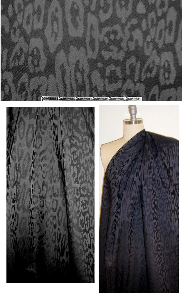 Rebecca Tayl0r cheetah stretch jacquard - black/off black 1.625 yd