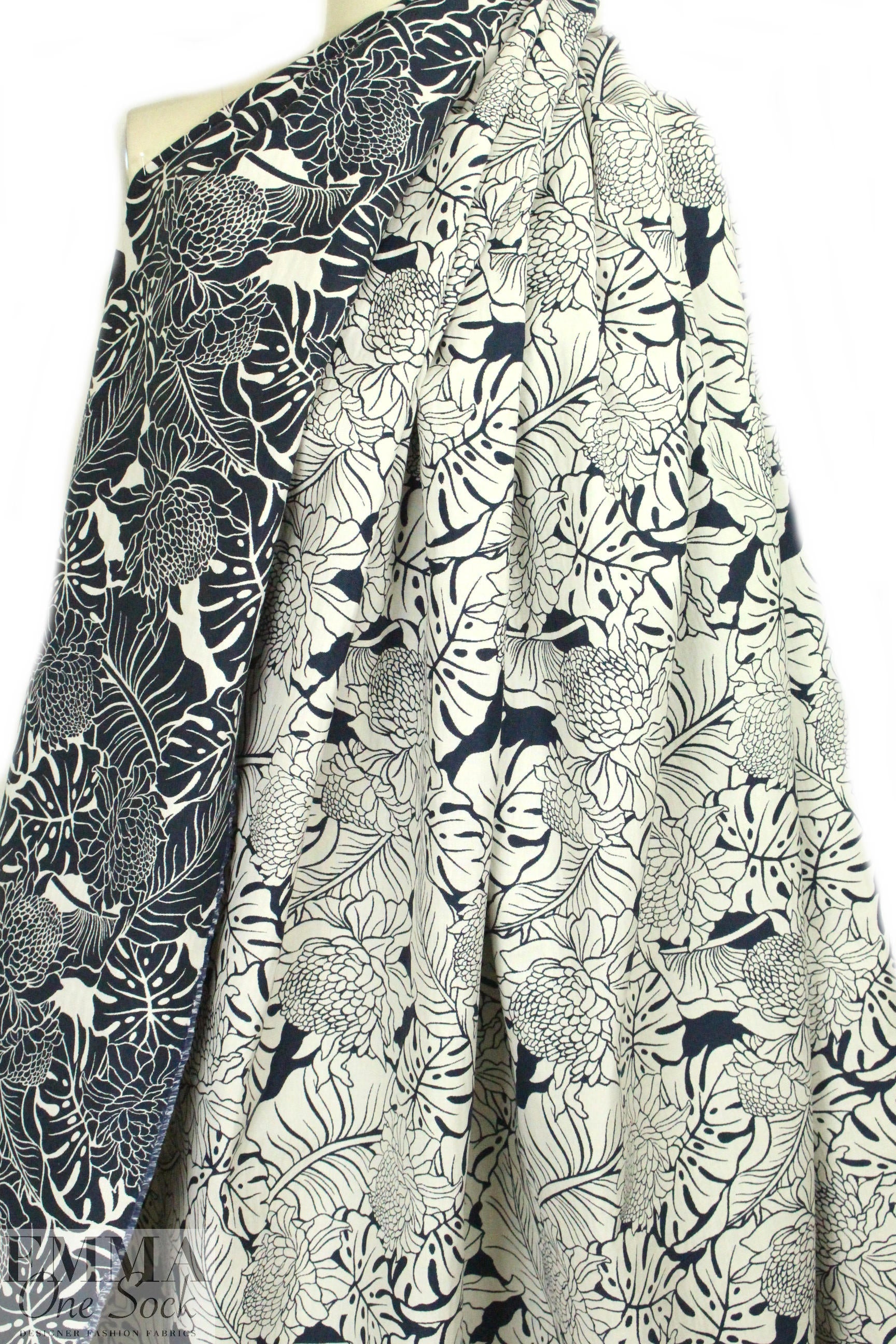 Italian cotton 'silhouette tropic' reversible jacquard