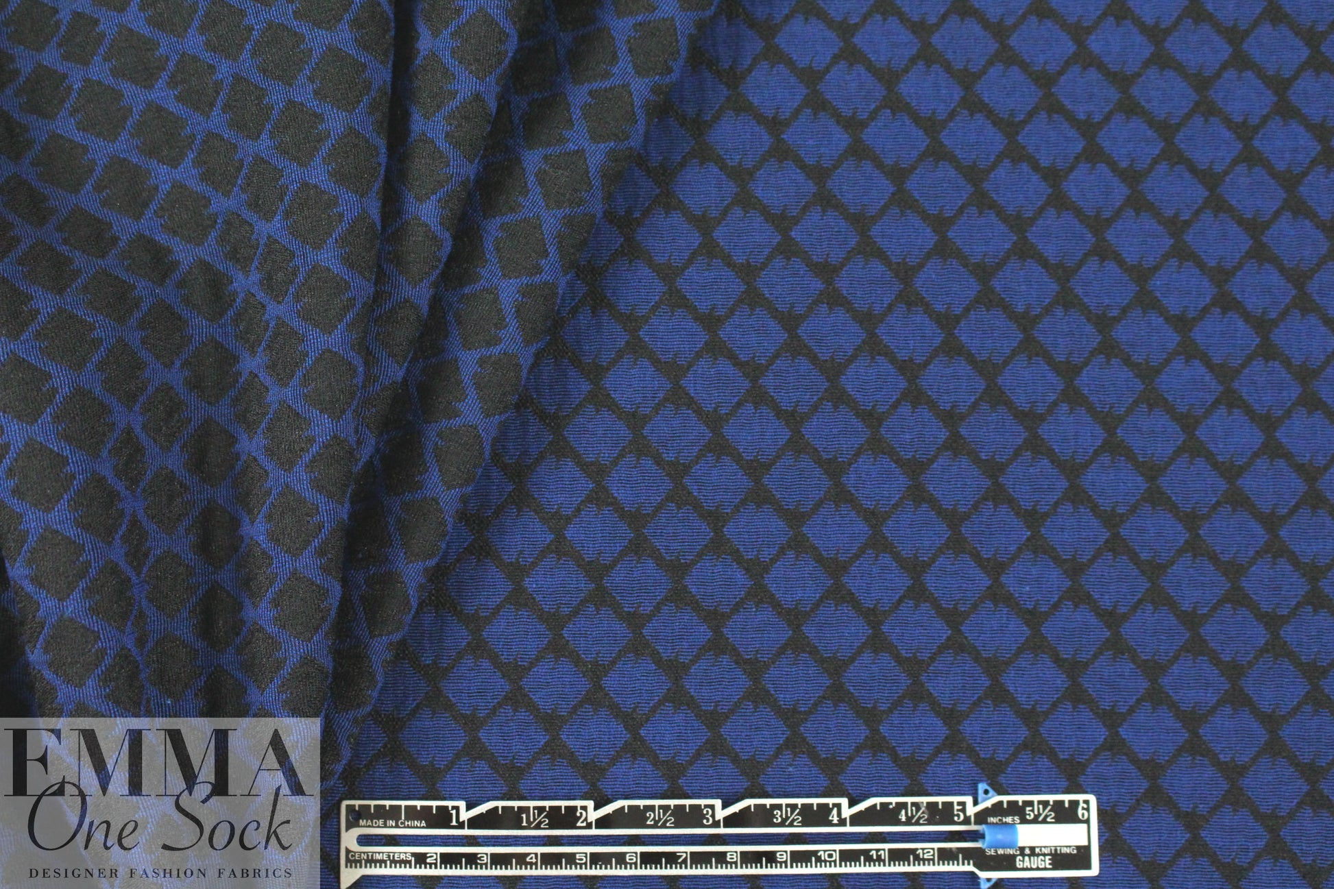 CA designer blue/black double diamond jacquard