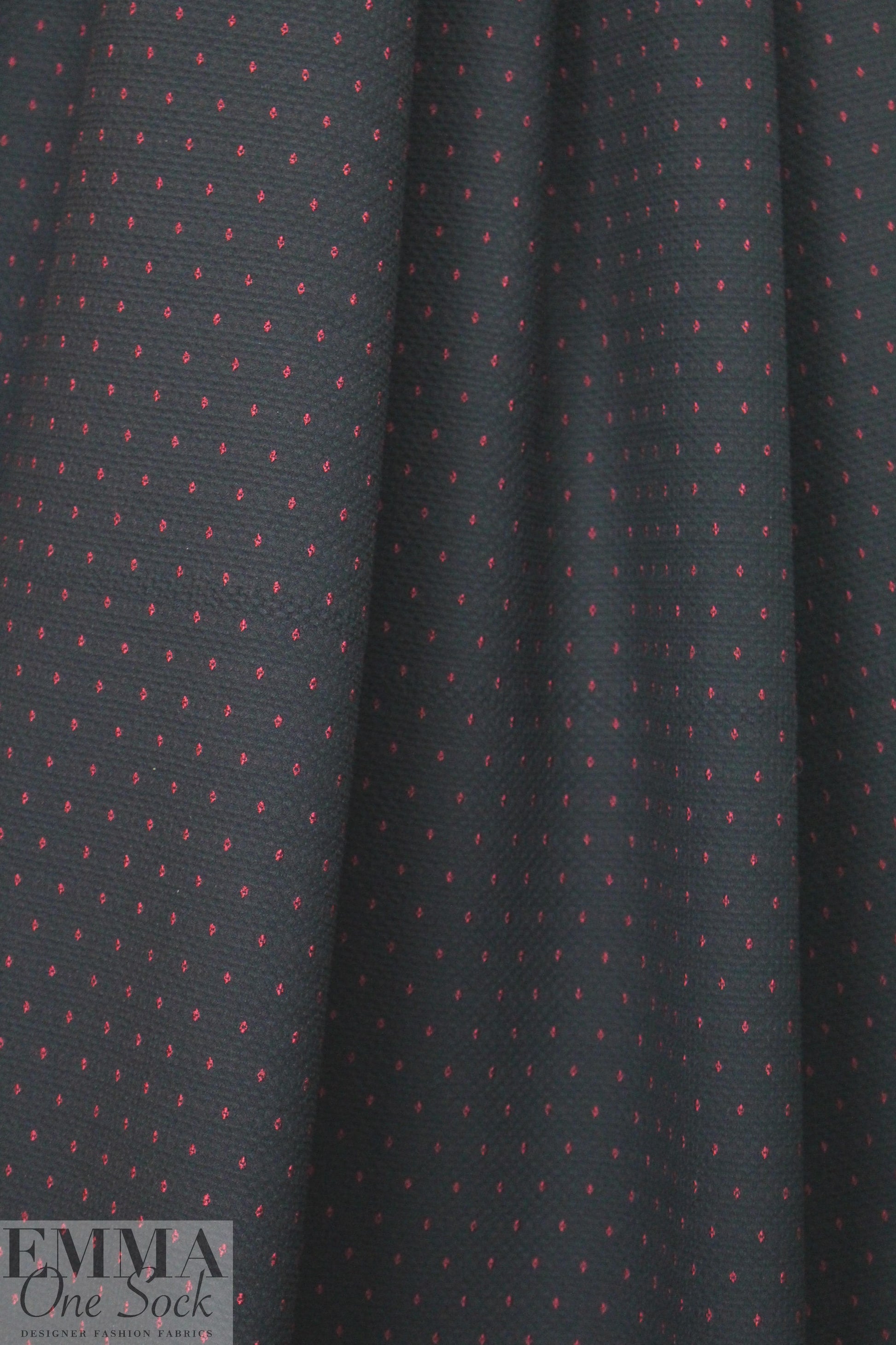 Trin@ Turk cotton blend 4-way stretch jacquard - black/red 2 yds