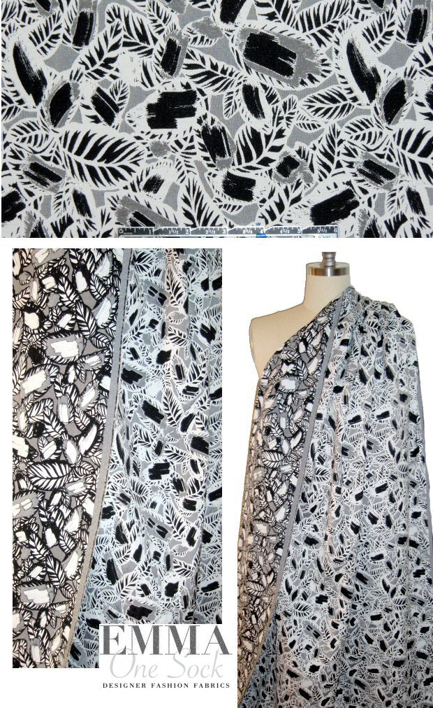NY designer leaf design reversible stretch jacquard