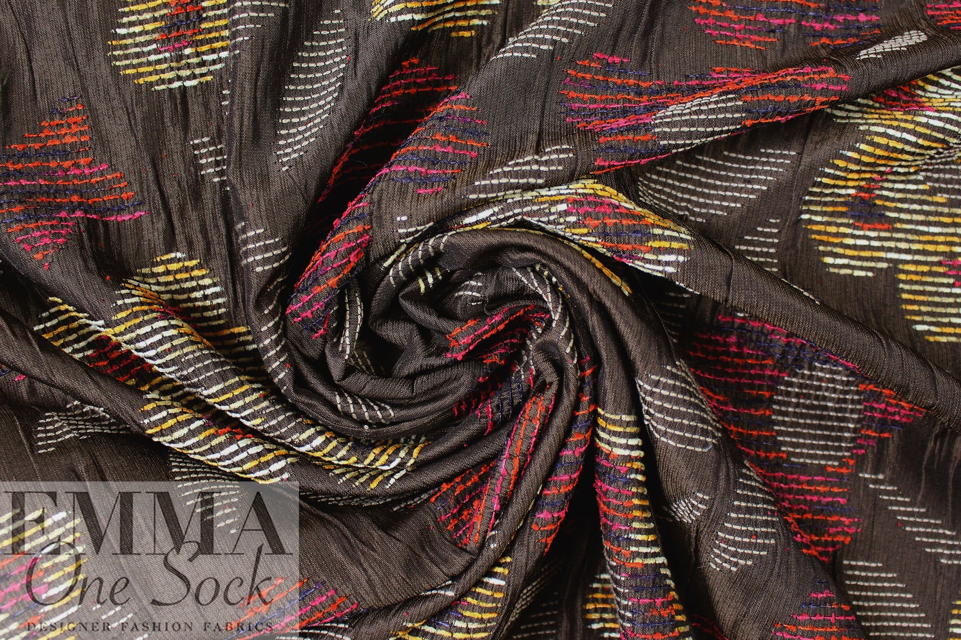 Italian floral embroidered-look jacquard brocade .5 yds