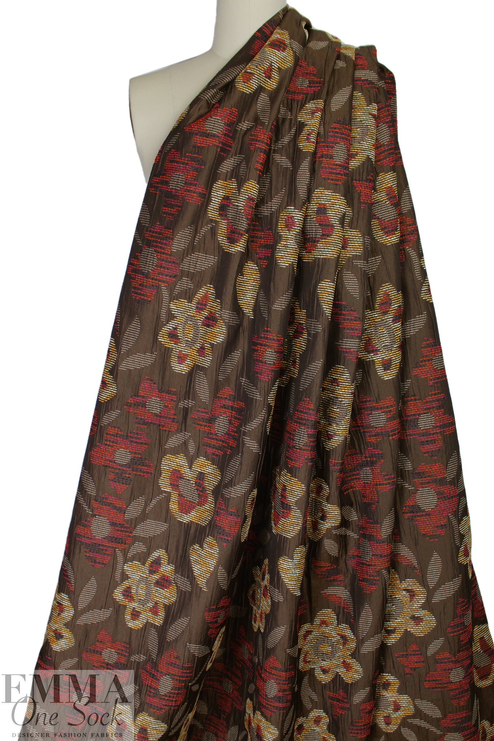 Italian floral embroidered-look jacquard brocade 1.5 yd