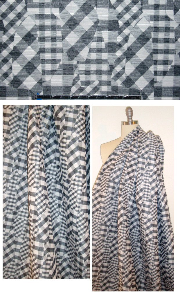 NY designer 2-ply jacquard gingham patch suiting
