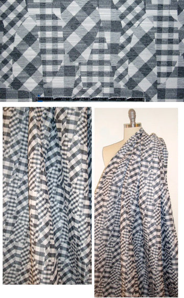 NY designer 2-ply jacquard gingham patch suiting