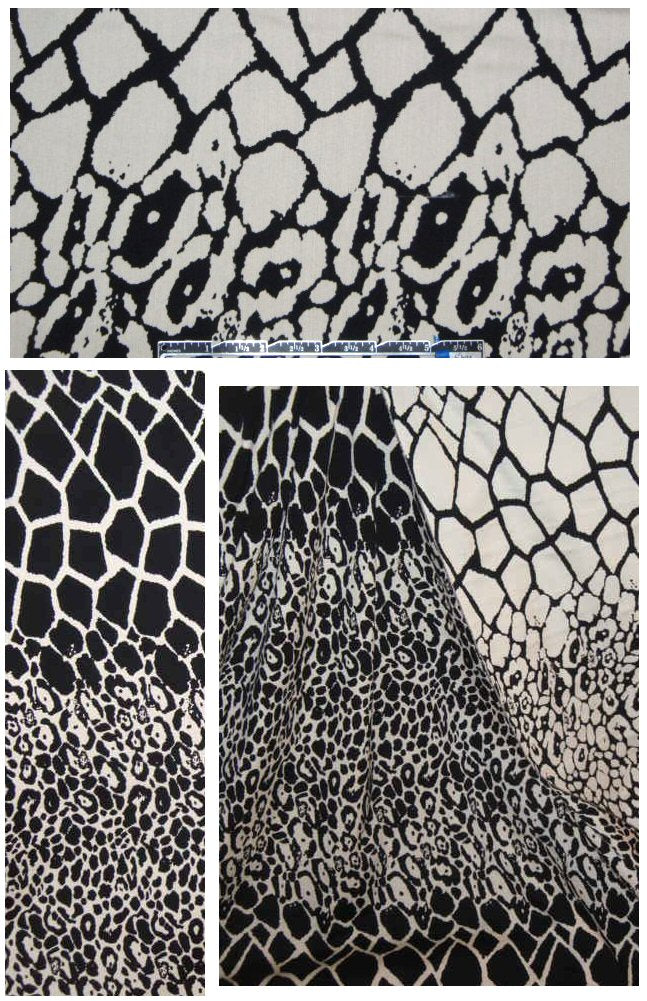 reversible black/bone animal stretch jacquard 2.125 yds