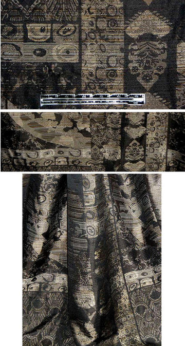 French champagne/black design jacquard 2 yds