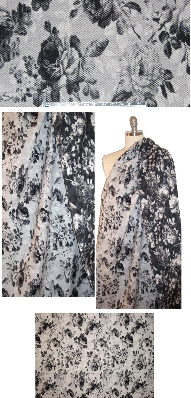 NY designer 'newsprint' floral stretch jacquard