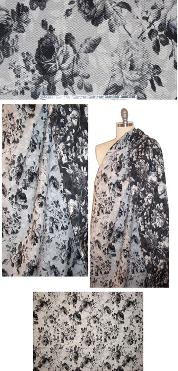 NY designer 'newsprint' floral stretch jacquard