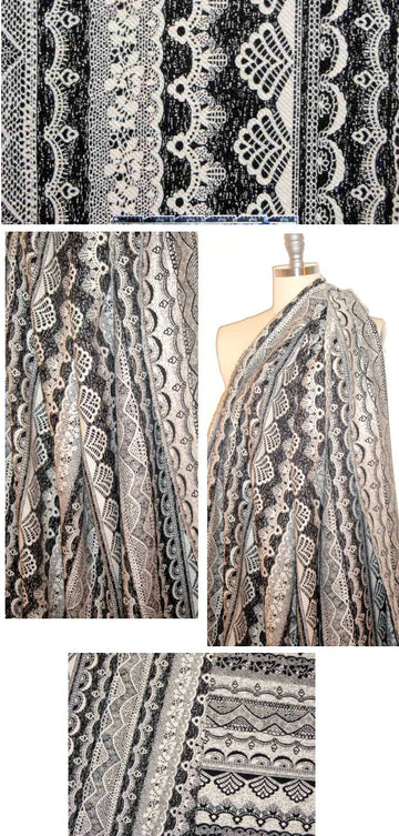 Italian cotton blend yarn-dyed lace design reversible jacquard 1.5 yds
