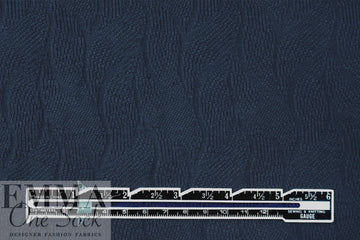 organic cotton GOTS leaf jacquard sweater knit - indigo 1.125 yds