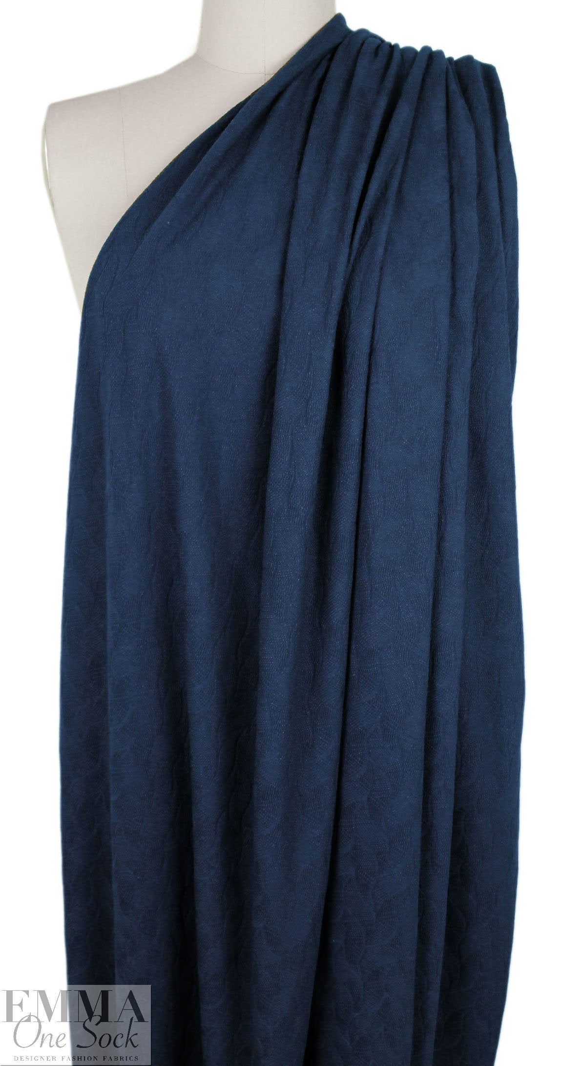 organic cotton GOTS leaf jacquard sweater knit - indigo 1.125 yds