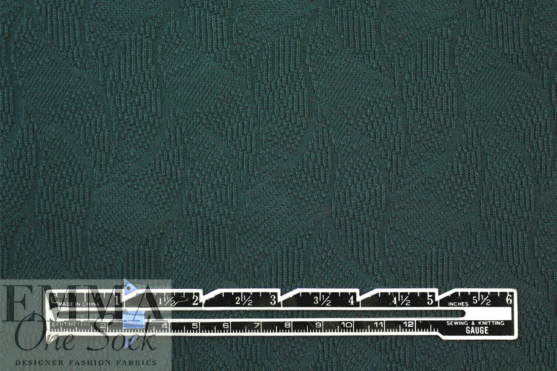 organic cotton GOTS leaf jacquard sweater knit - pine 1 yard
