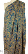 organic cotton GOTS bark jacquard knit - mustard/lagoon 1.125 yds