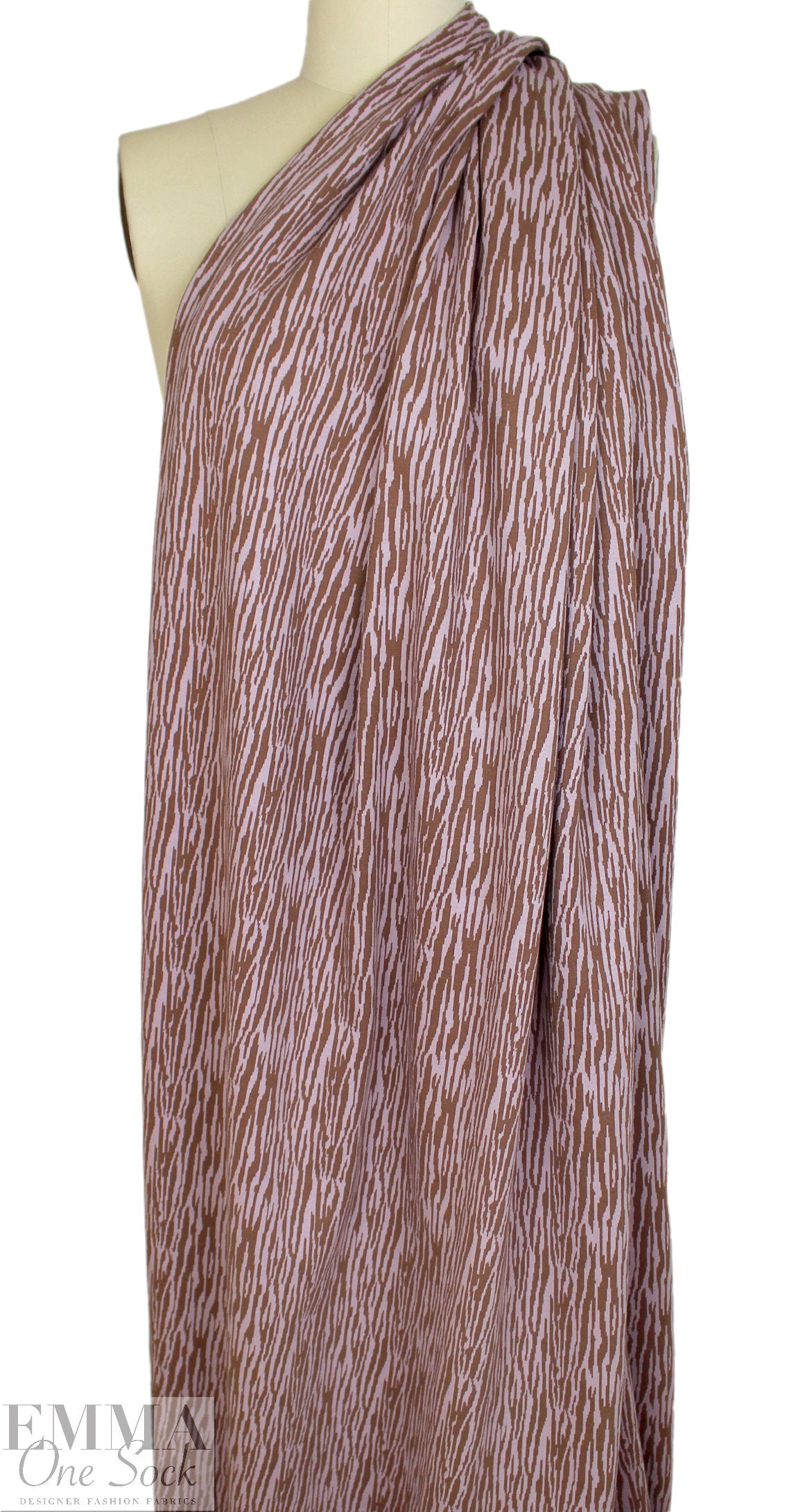 organic cotton GOTS bark jacquard knit - dusty brown/lilac 1.75 yd
