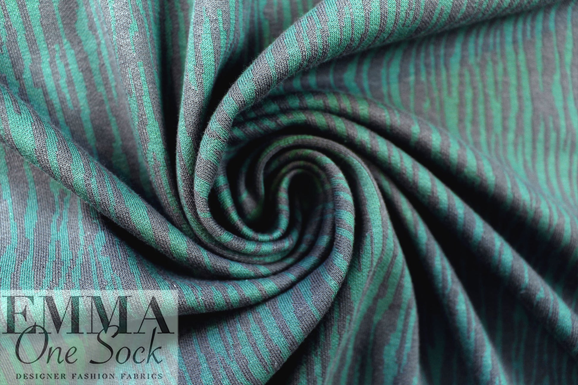 organic cotton GOTS bark jacquard knit - cool green/gray 1.33 yd
