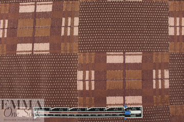Italian chestnut/blush plaid-squares jacquard 2.5 yards
