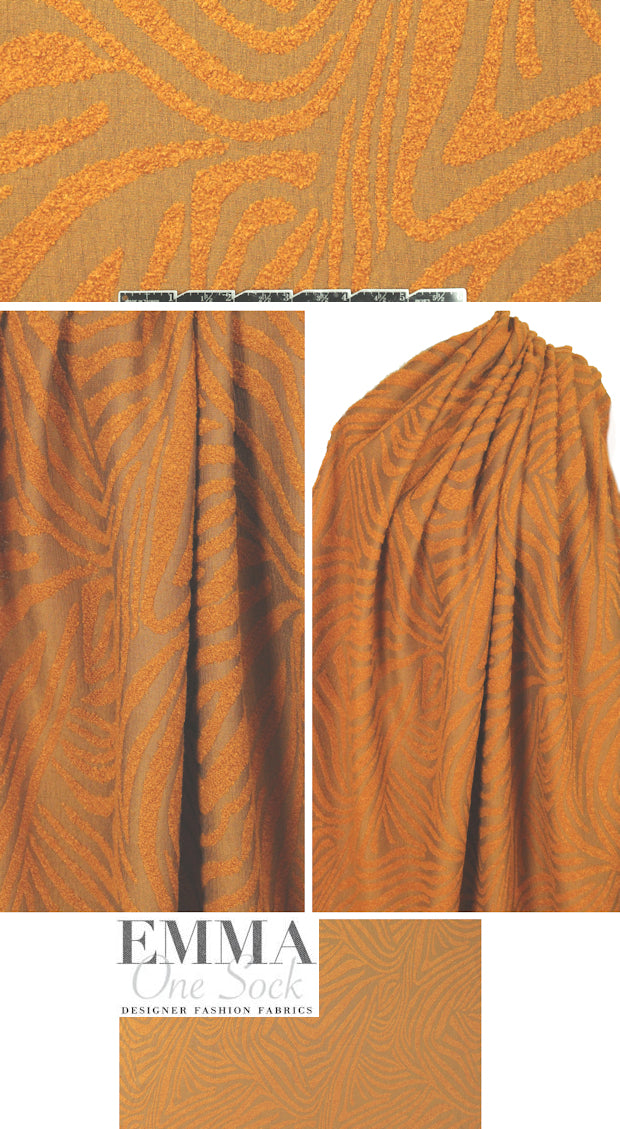 Italian textured swirl boucle' - pumpkin tones 2 yd