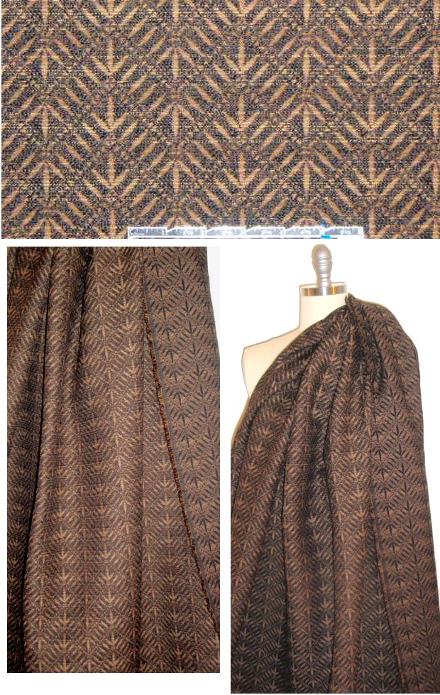French textured jacquard suiting/coating - black/bronze 1.75 yd